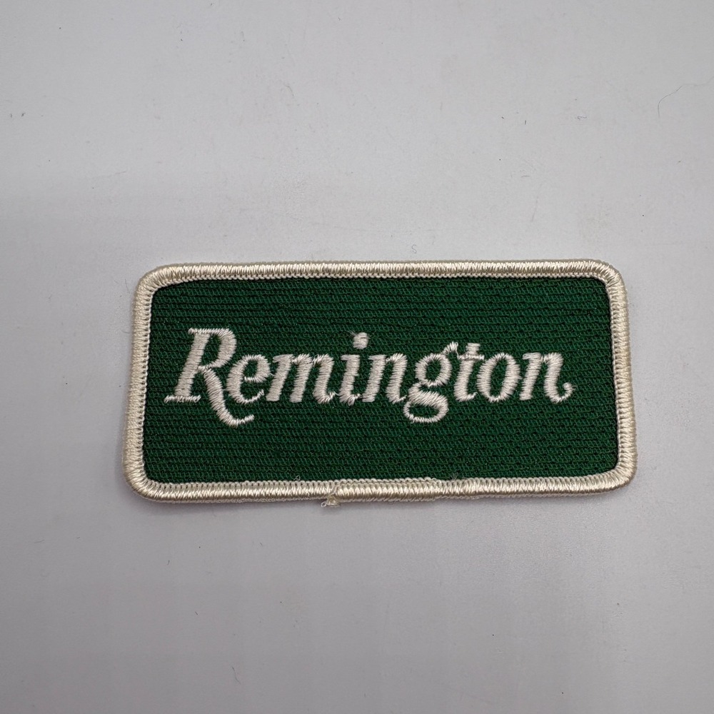 Vintage Remington Arms Embroidered Patch Green White Logo Sew On